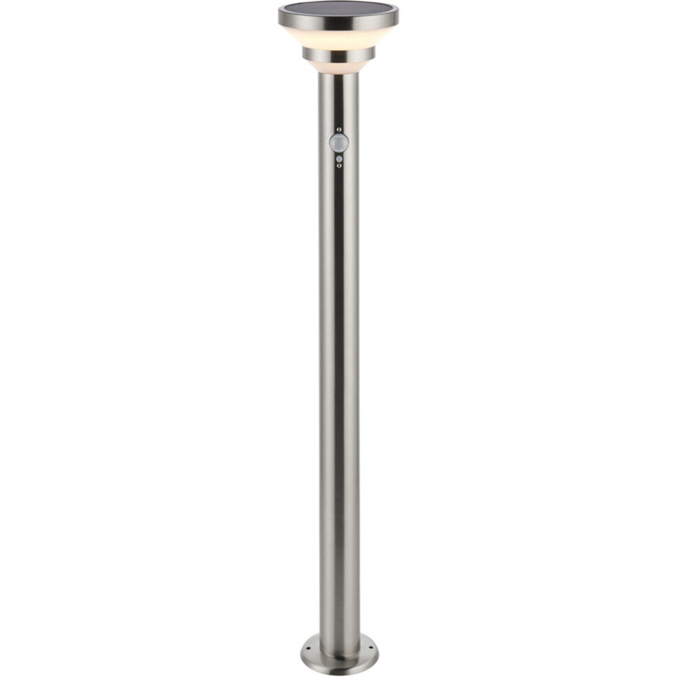 800mm Stainless Steel Outdoor Bollard Post Light - Solar Powered & PIR Sensor