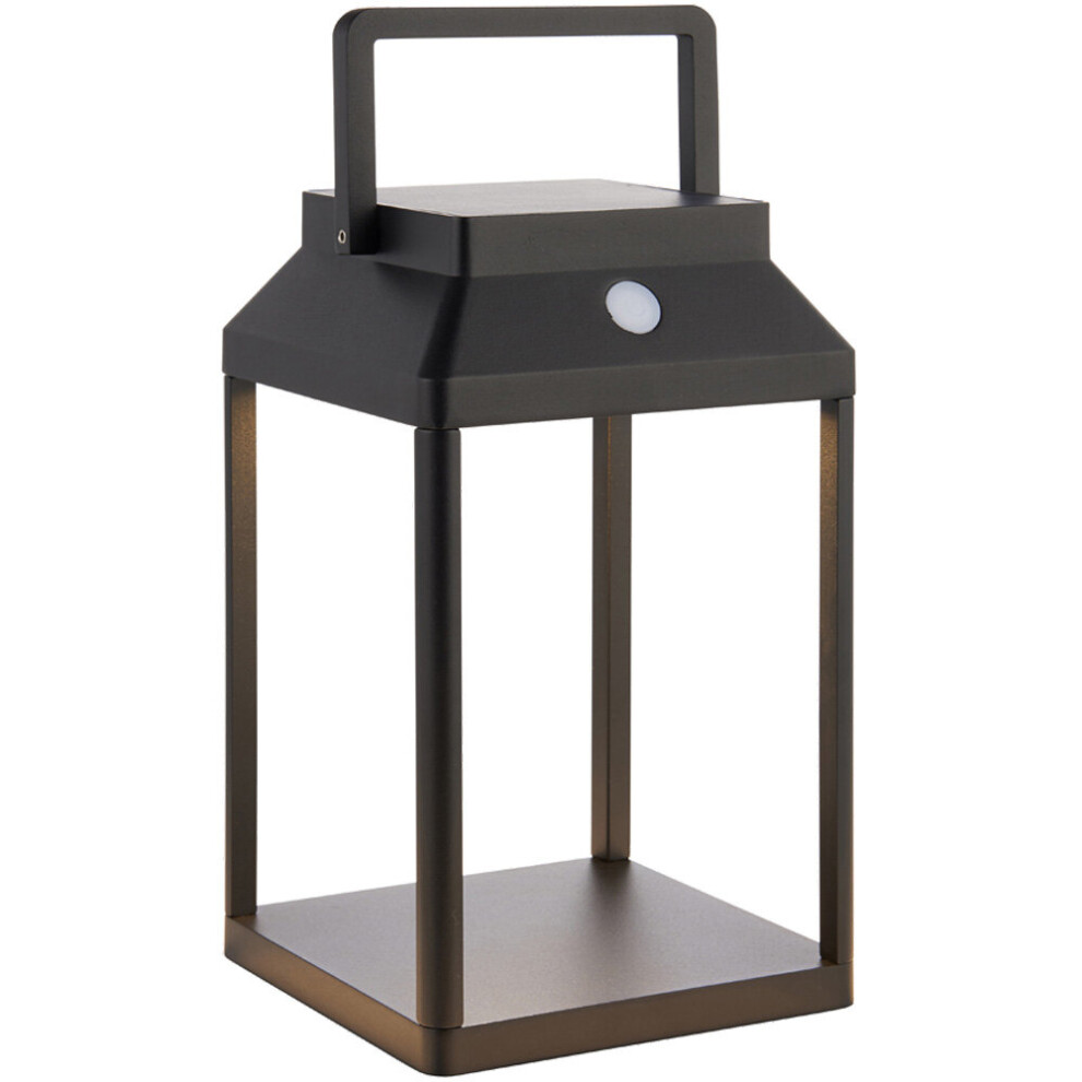 250mm Solar Powered Outdoor Table Lamp - Warm White LED - Textured Black