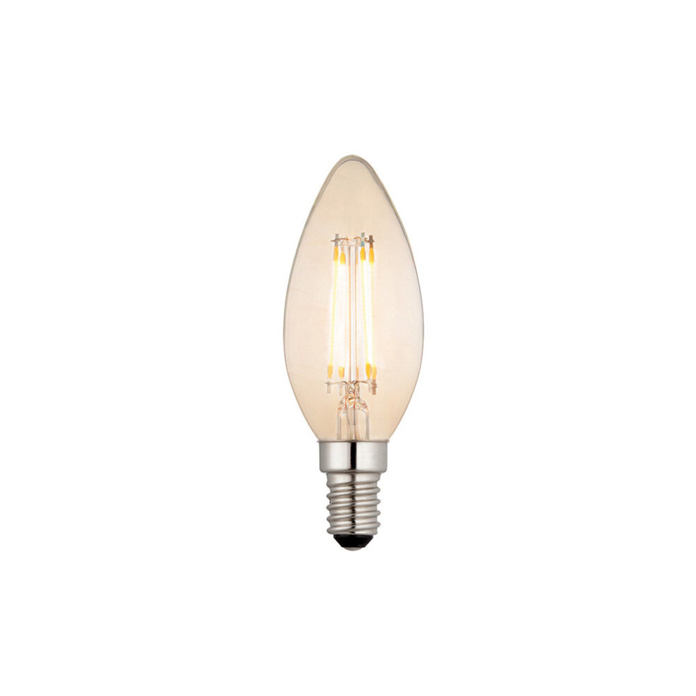 Loops Led Filament Lamp Bulb 4W Candle Shaped E14 Led Tinted Glass Warm Amber/White