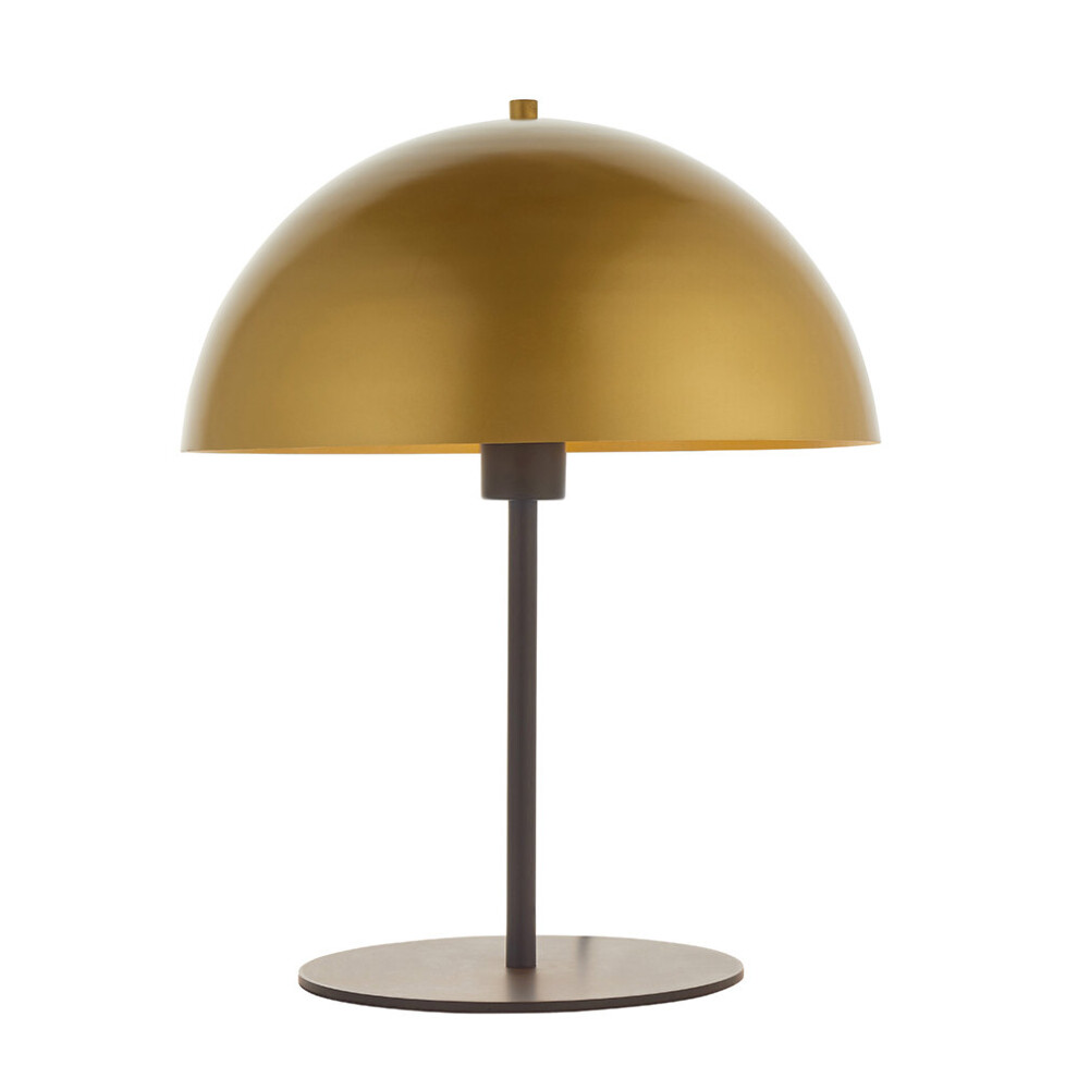 Loops Dark Bronze Table Lamp - Gold Painted Metal Dome Shade - Side Table Light