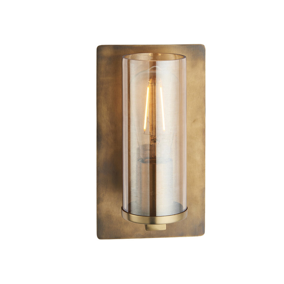Loops Antique Brass Patina Wall Lamp Light & Champagne Glass Shade - 10W E27 Led