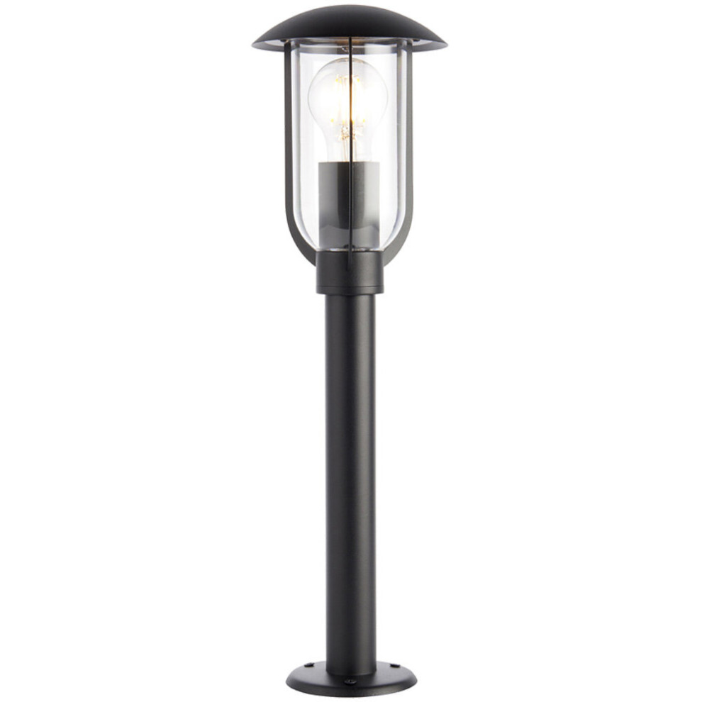 Loops 500Mm Outdoor Lamp Post Light - Textured Black & Clear Shade - Exterior Bollard