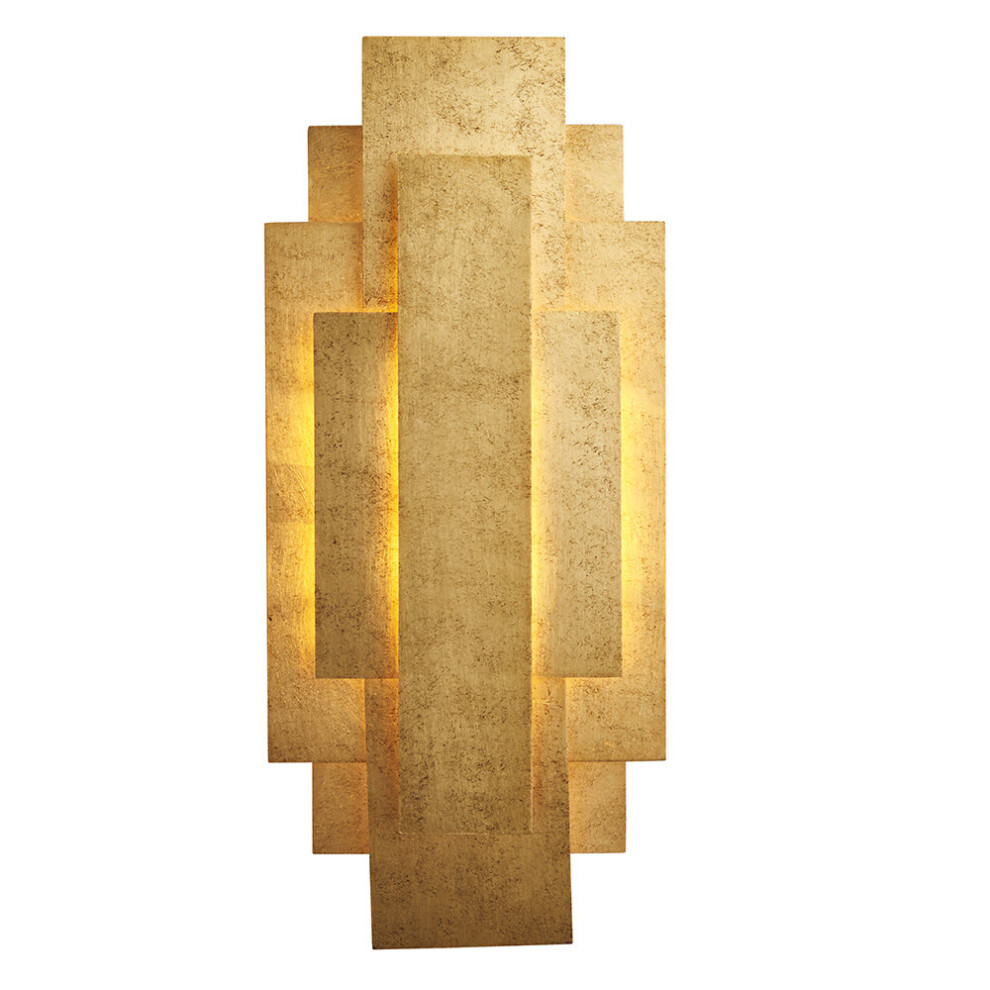 Loops Antique Gold Leaf Panel Wall Light Fitting - Twin G9 Led - Decorative Sconce