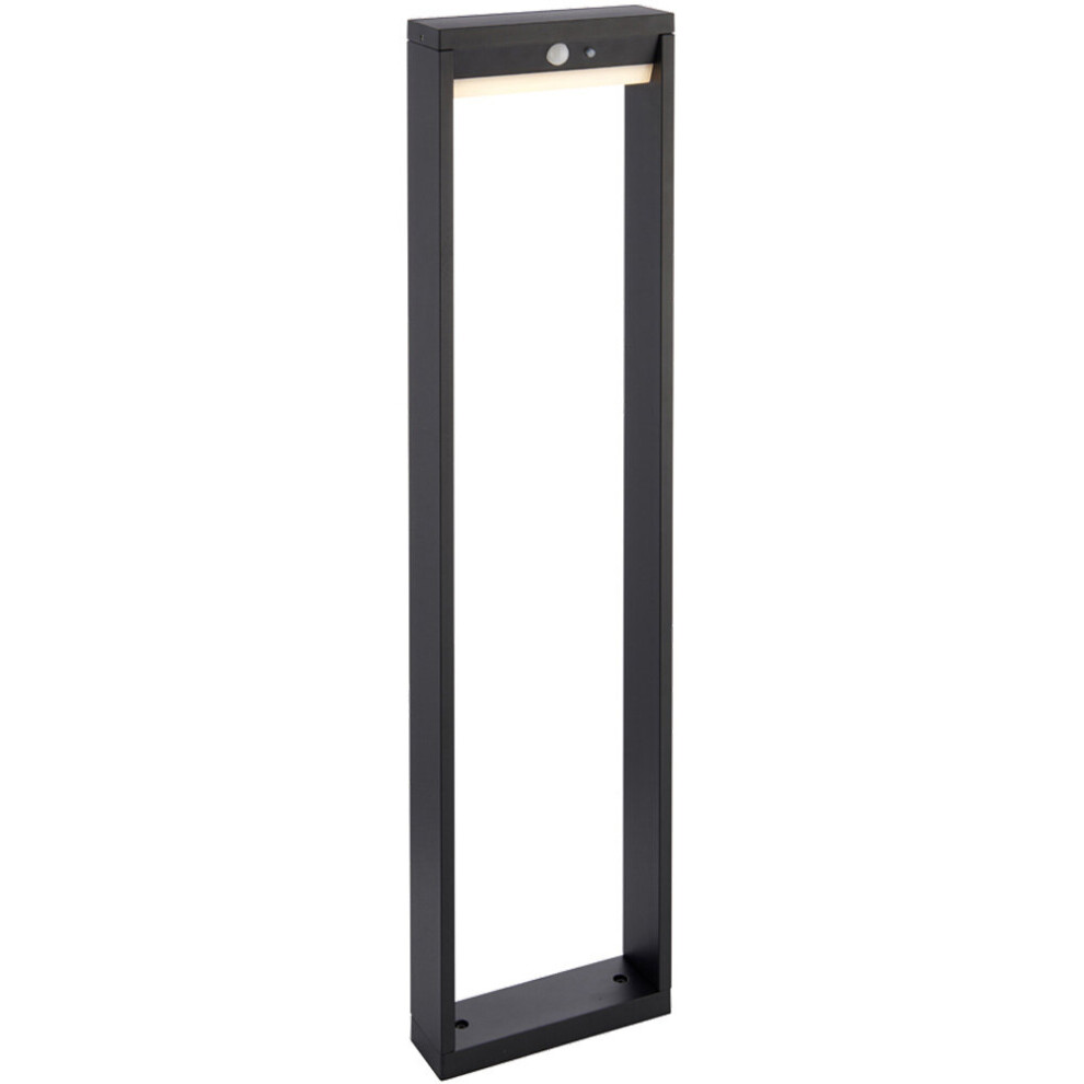 Loops 800Mm Solar Powered Outdoor Bollard Post Light - Textured Black & White Diffuser