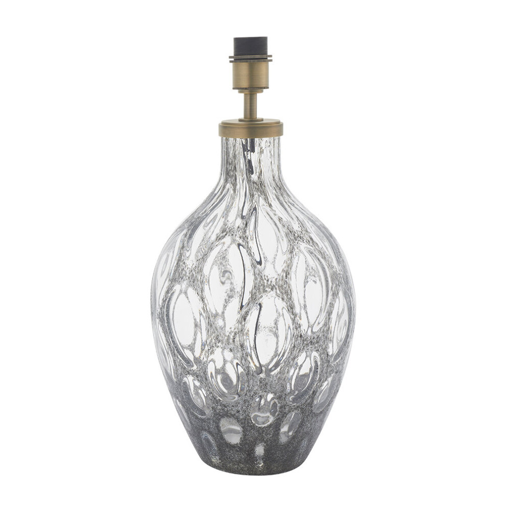 Loops Large Charcoal Tinted Glass Table Lamp Light Base - Antique Brass Metalwork