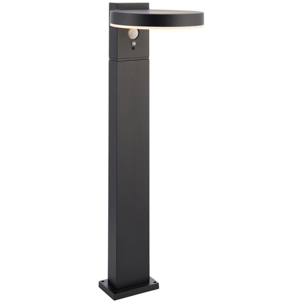 Loops 500Mm Outdoor Bollard Post Light - Pir Sensor - Textured Black & White Diffuser