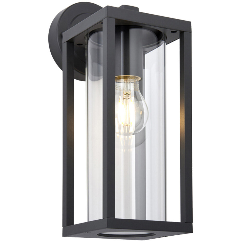 Loops Non Automatic Outdoor Wall Light - Textured Black & Clear Glass Diffuser