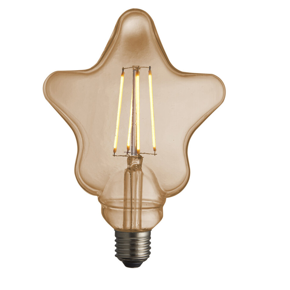 Loops Led Filament Lamp Bulb 4W Star Shape E27 Led Tinted Glass Warm Amber/White