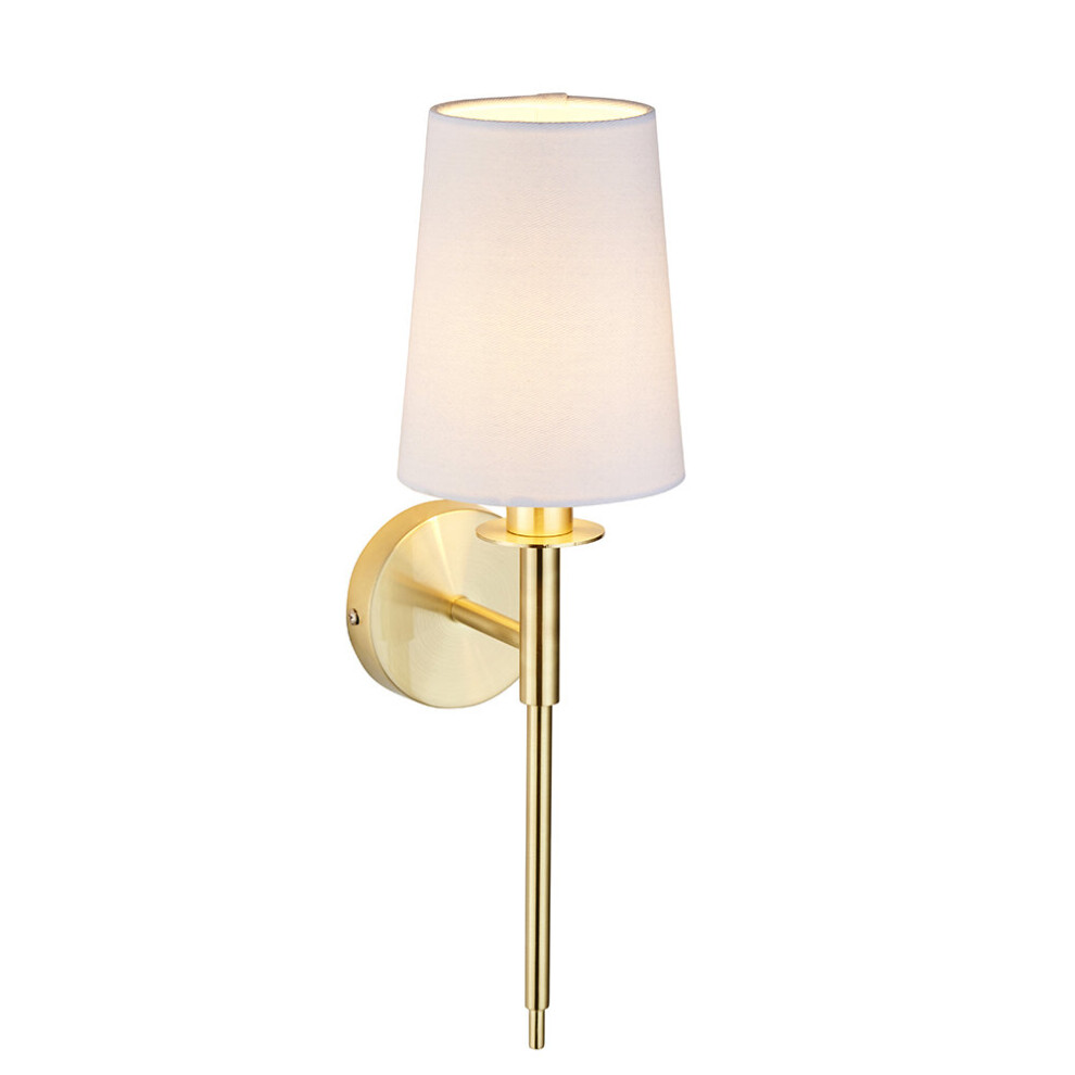 Loops Satin Brass Plated Wall & Cotton Shade - Modern Sconce Fitting Light/White