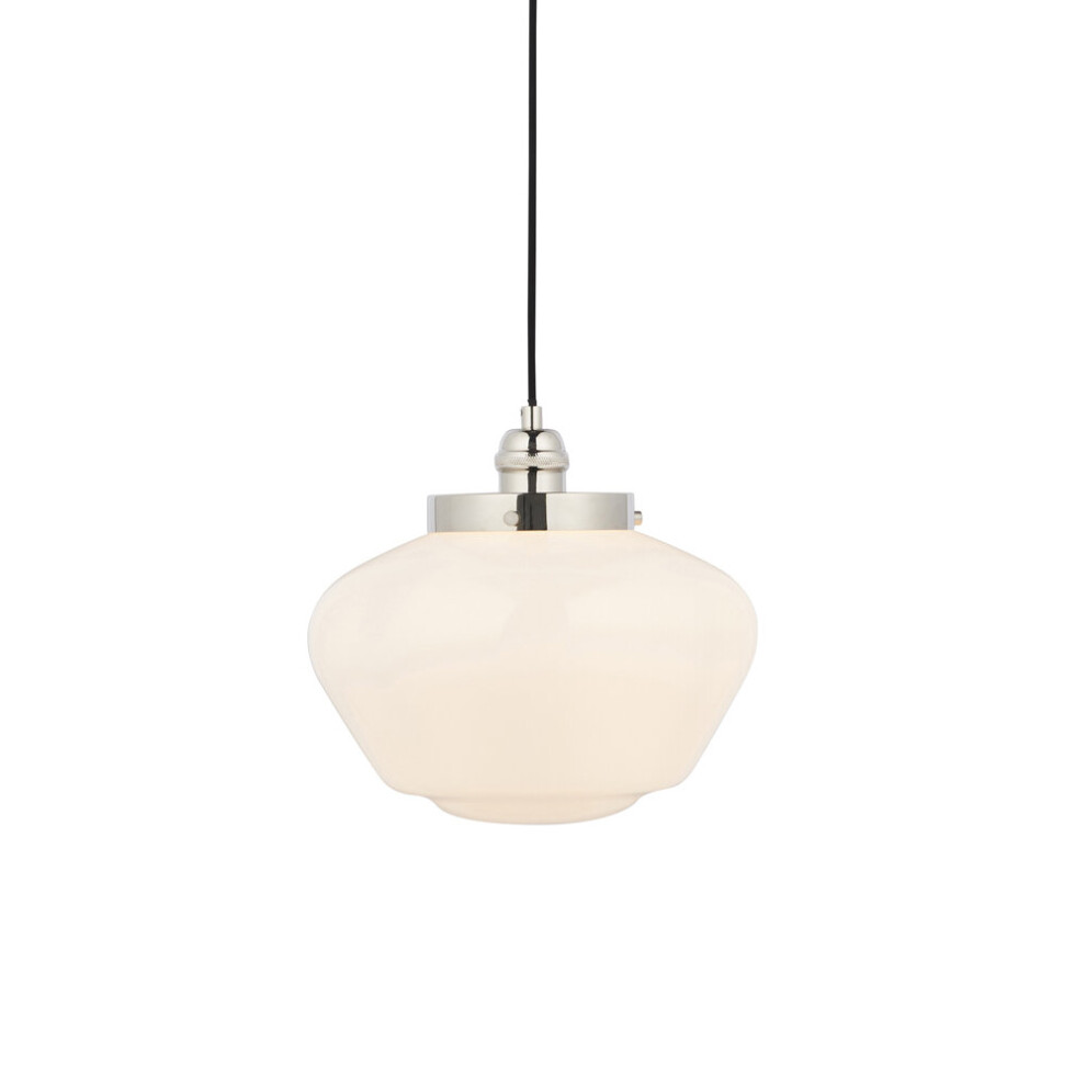 Loops Polished Nickel Ceiling Pendant Light Opal Glass Shade Hanging Lighting Fixture