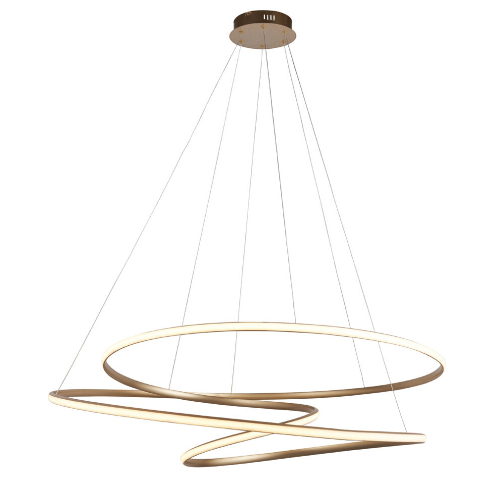 Loops Satin Gold Xl Ceiling Pendant Tape Light & Matt White Diffuser - Warm White Led