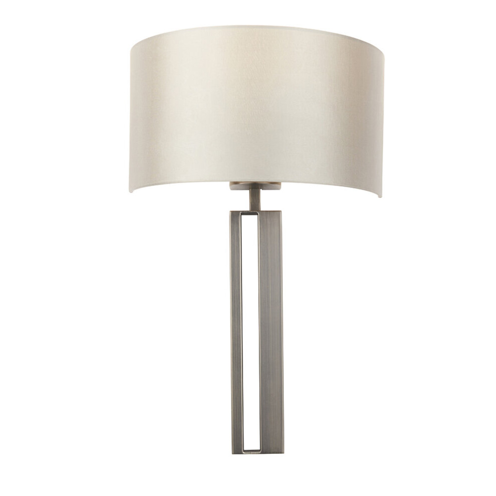 Brushed Bronze Slotted Wall Light Fitting & Mink Satin Half Shade - Dimmable