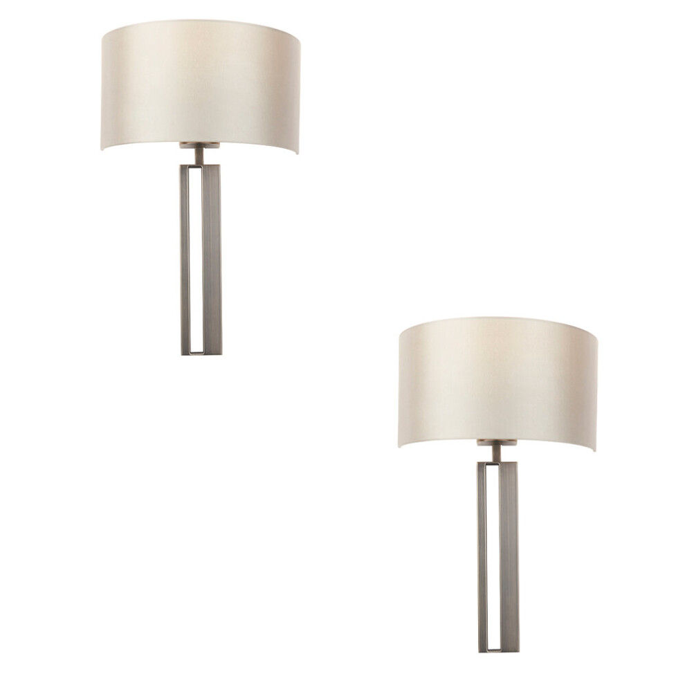 Loops 2 Pack Brushed Slotted Wall & Mink Satin Half Shade - Dimmable Bronze/Light