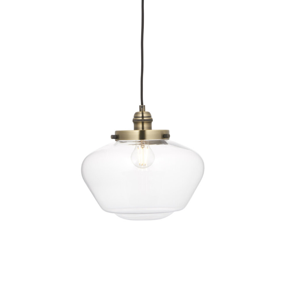 Loops Antique Brass Ceiling Pendant Light Clear Glass Shade Hanging Lighting Fixture