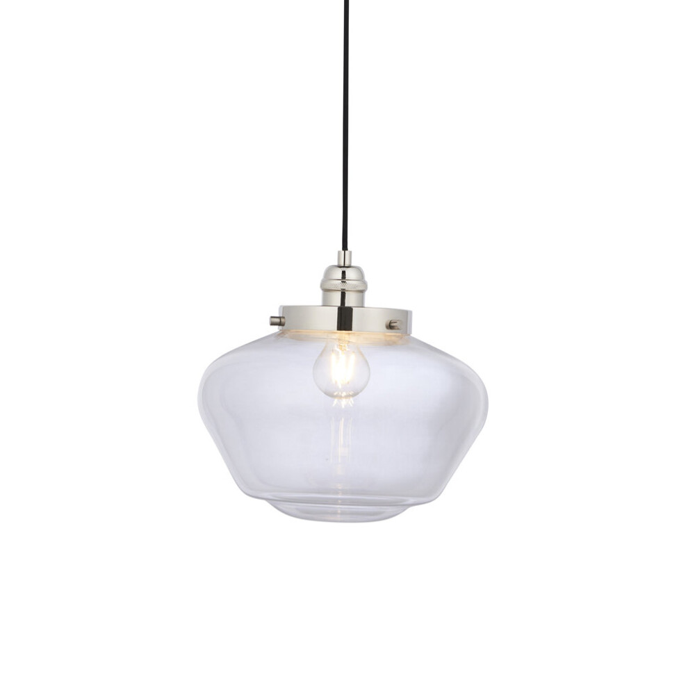 Loops Polished Nickel Ceiling Pendant Light Clear Glass Shade Hanging Lighting Fixture