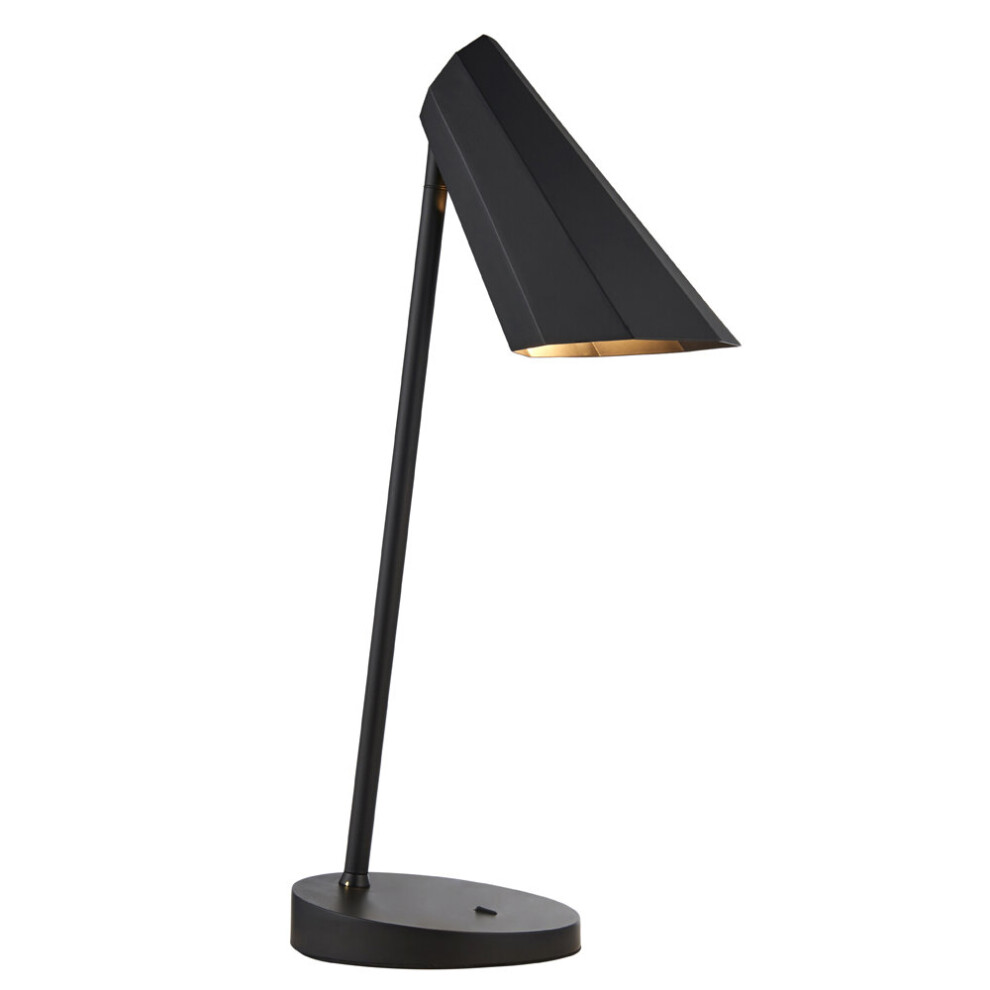 Matt Black Angled Table Lamp - Adjustable Head - Modern Desk Task Light