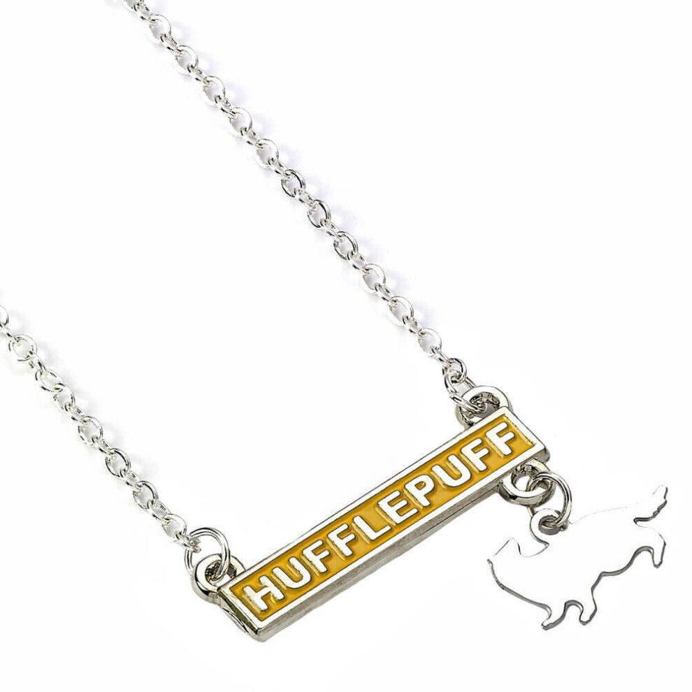 Harry Potter Hufflepuff Bar Plated Necklace Silver