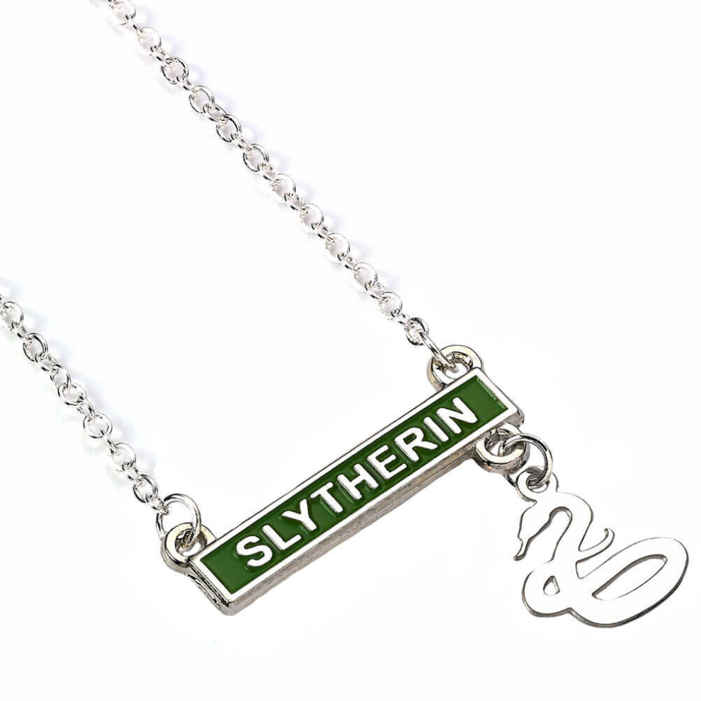 Harry Potter Slytherin Bar Silver Plated Necklace Green,Silver
