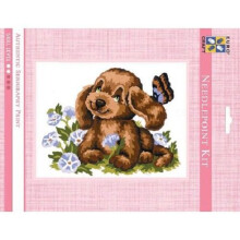 Cute Puppy & Butterfly Tapestry Kit 3.191K - 18cm x 14cm