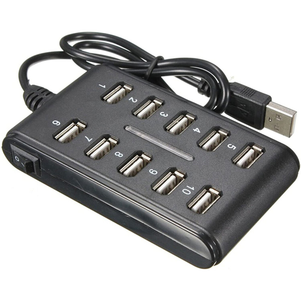 LUPO 10 Ports HUB - Slim High Speed USB 2.0 Multi Expansion - Plug and Play - Compatible with PC Windows and Mac Computers -...