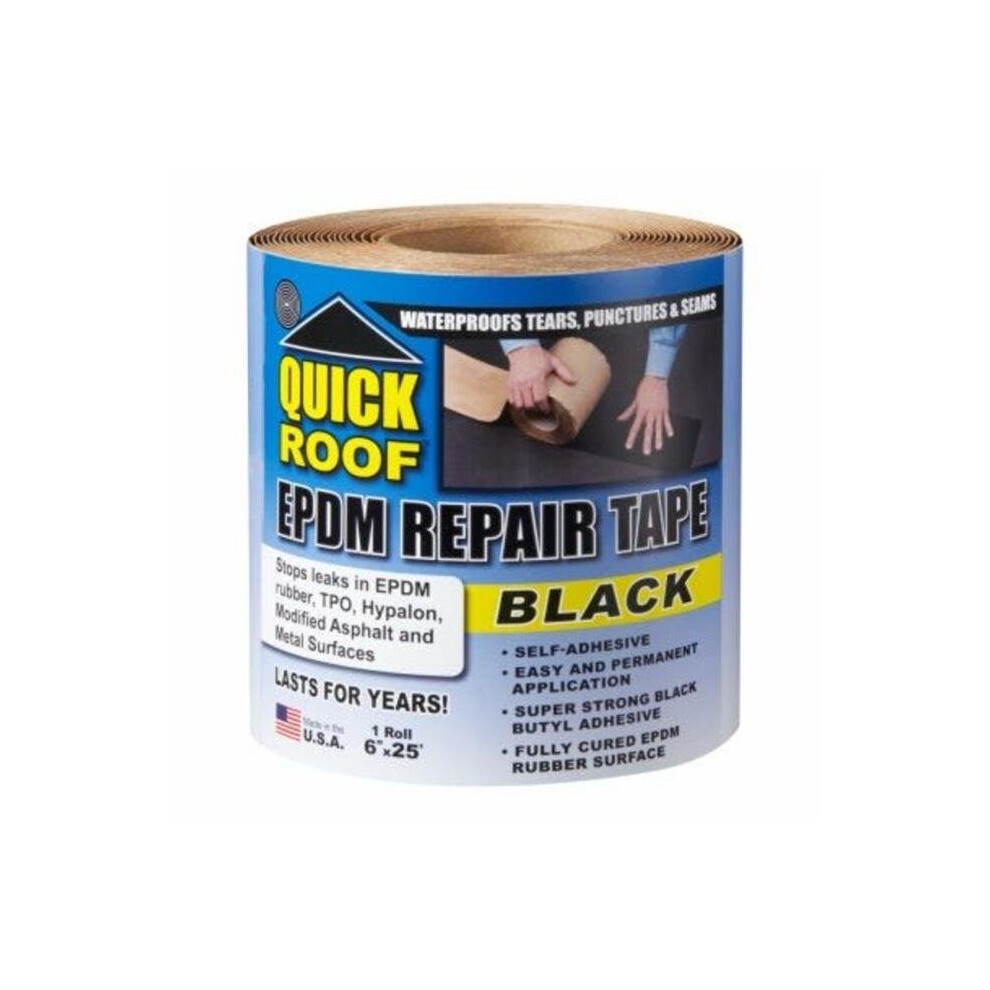 Cofair Products 107221 6 In. X 25 Ft. Quick Roof Epdm Leak Repair Tape, Black 095959062506