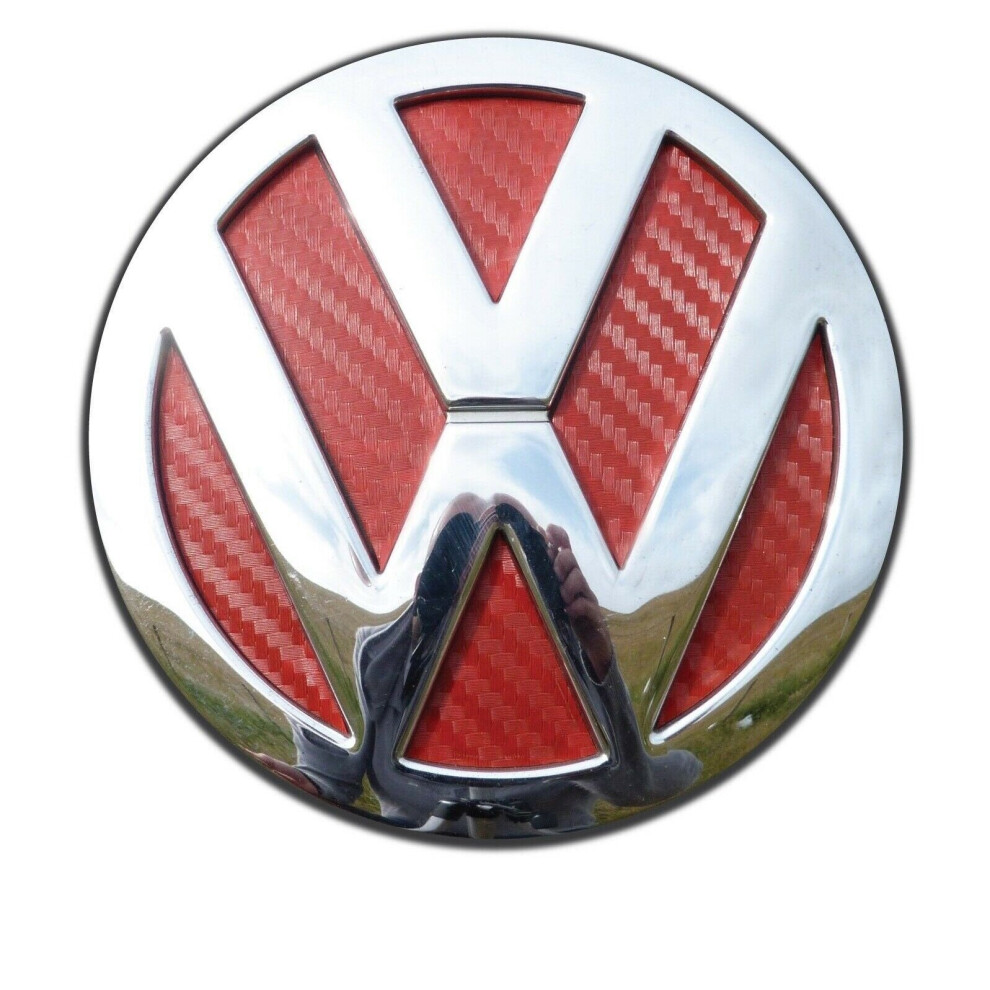 VW Volkswagen T5 & T6 Transporter Van Red Carbon Fibre REAR Badge Inserts Emblem