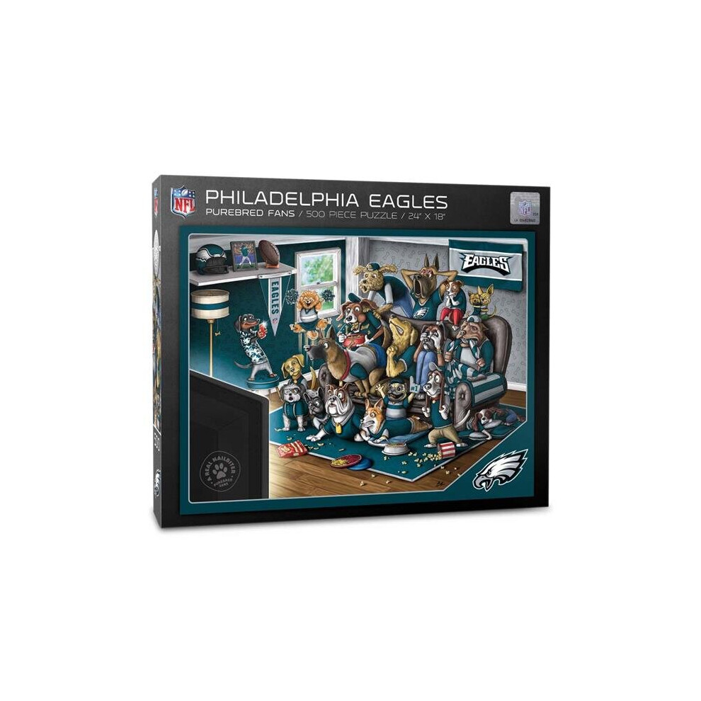 Photos - Jigsaw Puzzle / Mosaic YouTheFan 2502168 18 x 24 in. NFL Philadelphia Eagles Purebred Fans Puzzle, A Real Nailbiter - 500 Piece