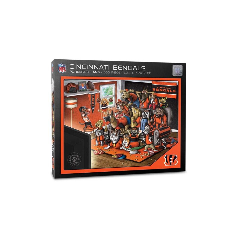 Photos - Jigsaw Puzzle / Mosaic YouTheFan 2501970 18 x 24 in. NFL Cincinnati Bengals Purebred Fans Puzzle, A Real Nailbiter - 500 Piece