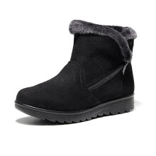 (Black, 41) No-slip Winter Boots Zipper Solid Plush Warm Ankle For Women