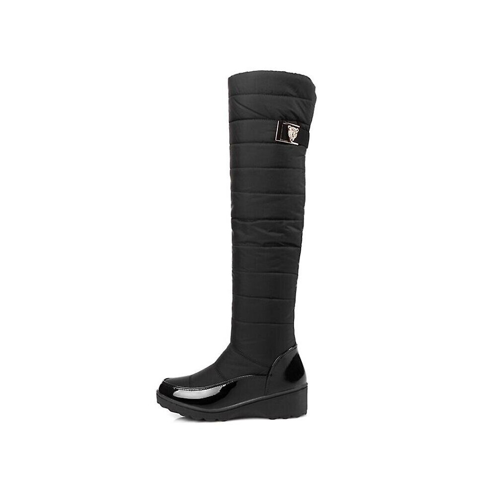 (Black, UK7 EU40) Women Winter Boots Klasina Ladies Over Knees Platform Boots Warm Fur Snow Shoes