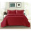 (Red, Double) Ruffle Embossed Quilted Bedspread Bed Throw Single Double King Size Bedding Set 1