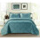 (Blue, Double) Ruffle Embossed Quilted Bedspread Bed Throw Single Double King Size Bedding Set 1