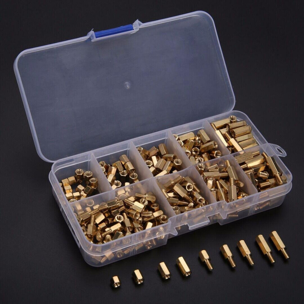 M3BH7 300Pcs M3 Brass Male-Female Hex Column Standoff Support Spacer Pillar Assortment Kit For PCB Board