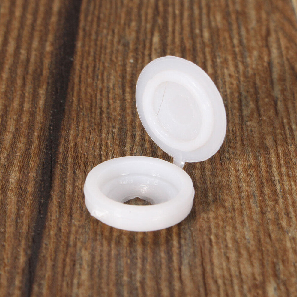 (White) 50Pcs Hinge Plastic Screw Covers Caps 6mm Hole Screw Protector Decor 5 Colors