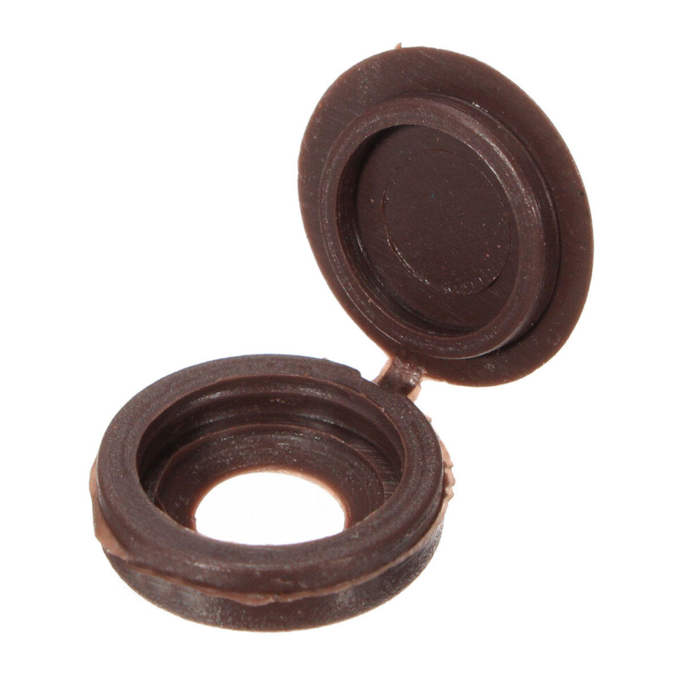 (Brown) 50Pcs Hinge Plastic Screw Covers Caps 6mm Hole Screw Protector Decor 5 Colors