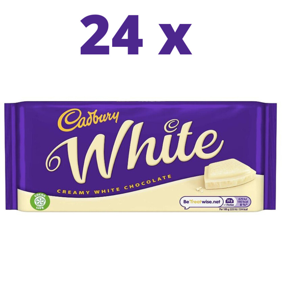 CASE OF 24 x Cadbury White Chocolate 90g BBE 3/5/22