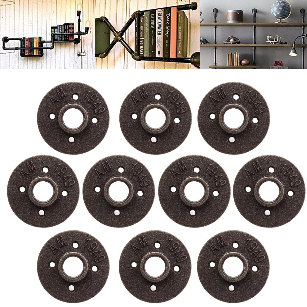 50pcs 3/4 Inch Black Malleable Iron Floor Flange Fitting Pipe NPT Antique Wall Flange Seat