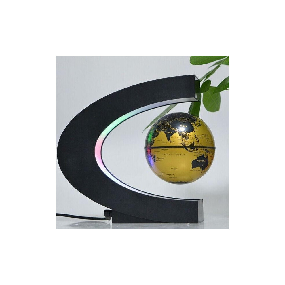 (Golden) C Shape Magnetic Levitation Floating Globe World Map With LED Lights