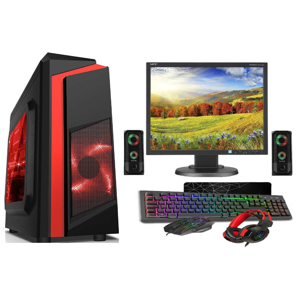 Fast Gaming Pc Bundle - I5 16Gb Ram 1Tb+240Gb Ssd Gtx1050ti 4Gb - Speakers - F3 Red 5060967320844
