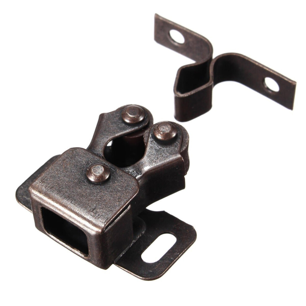(Copper) Double Roller Catch Cupboard Cabinet Door Furniture Latch Hardware With Spear Strikes 6112212024348