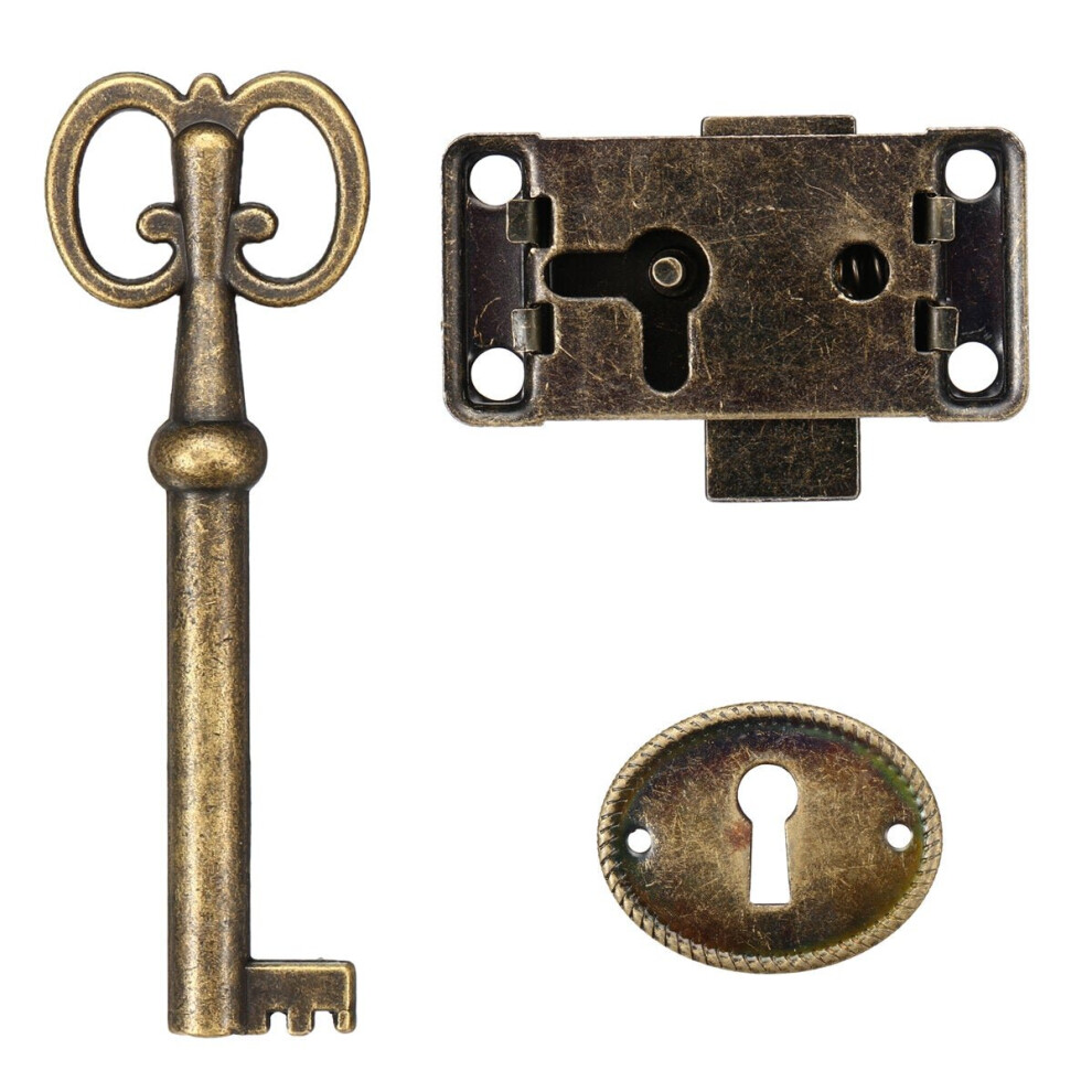 Cabinet Door Lock Set Key Antique Jewelry Makeup Case Furniture Drawer