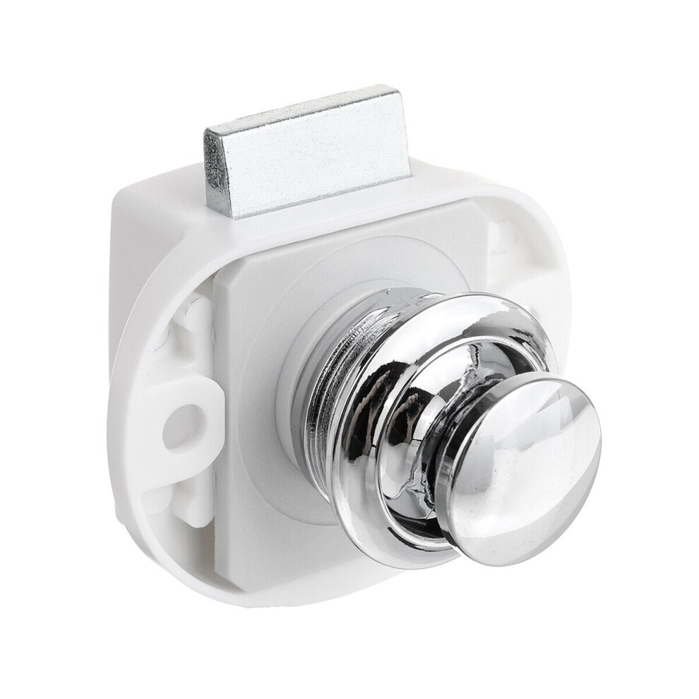 (White) Push Button Catch Lock Drawer Cupboard Door Caravan Cabinet Latch Knob Home