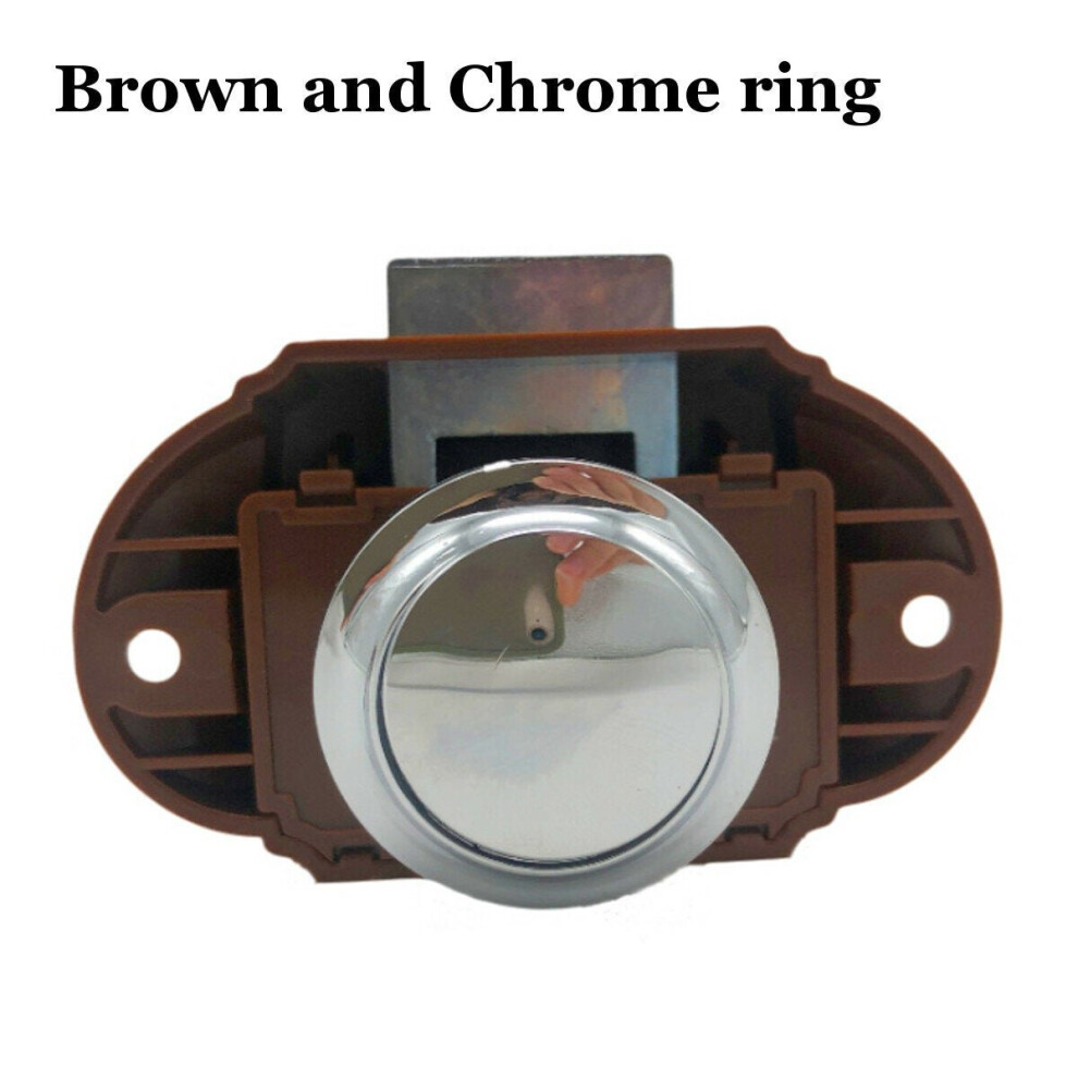 (Briwn and Chrome ring) Push Button Catch Lock Drawer Cupboard Door Motorhome Caravan Cabinet Latch Knob