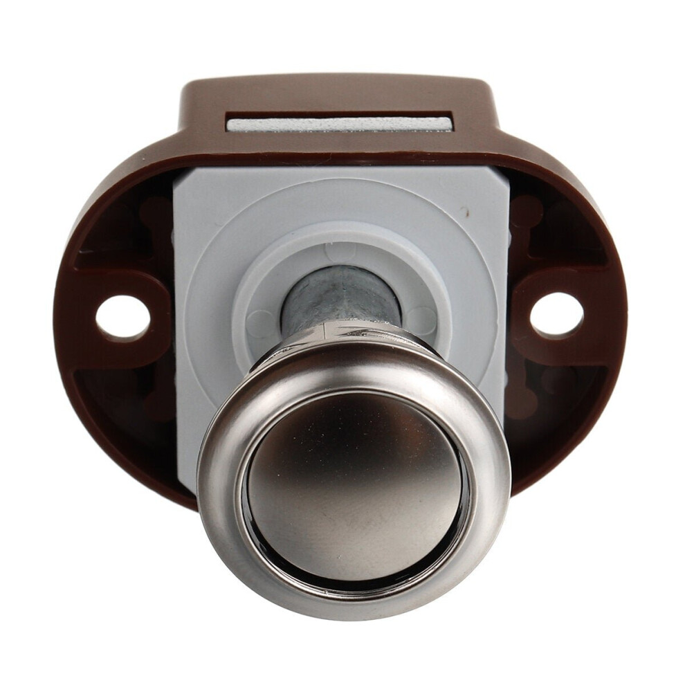 (Brown) Push Button Catch Lock Drawer Cupboard Door Caravan Cabinet Latch Knob Home