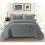 (Grey, Double) Ruffle Embossed Quilted Bedspread Bed Throw Single Double King Size Bedding Set 1