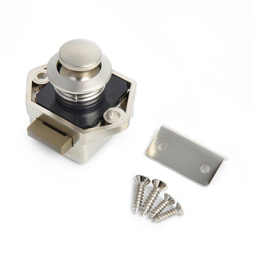 (Pearl Nickel) Camper Car Push Lock Rv Caravan Boat Motor Home Cabinet Drawer Latch 6112212024447