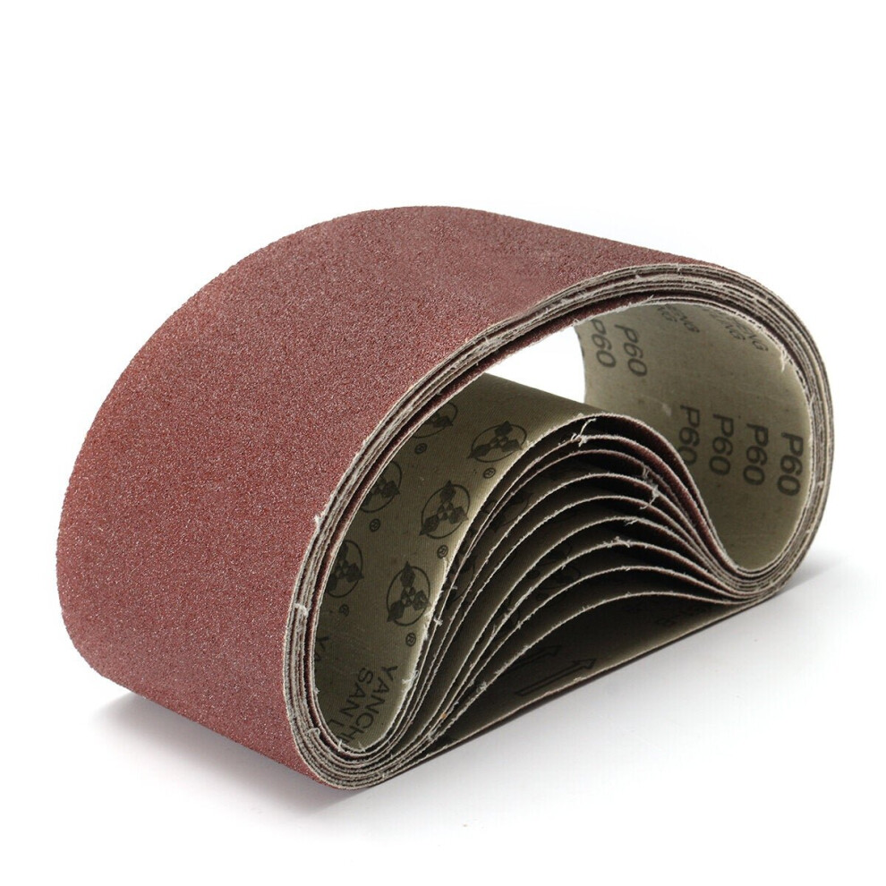 (60 GRIT) 10pcs 100 x 610mm Sanding Belts 40-120 Grit Aluminium Oxide for Sander