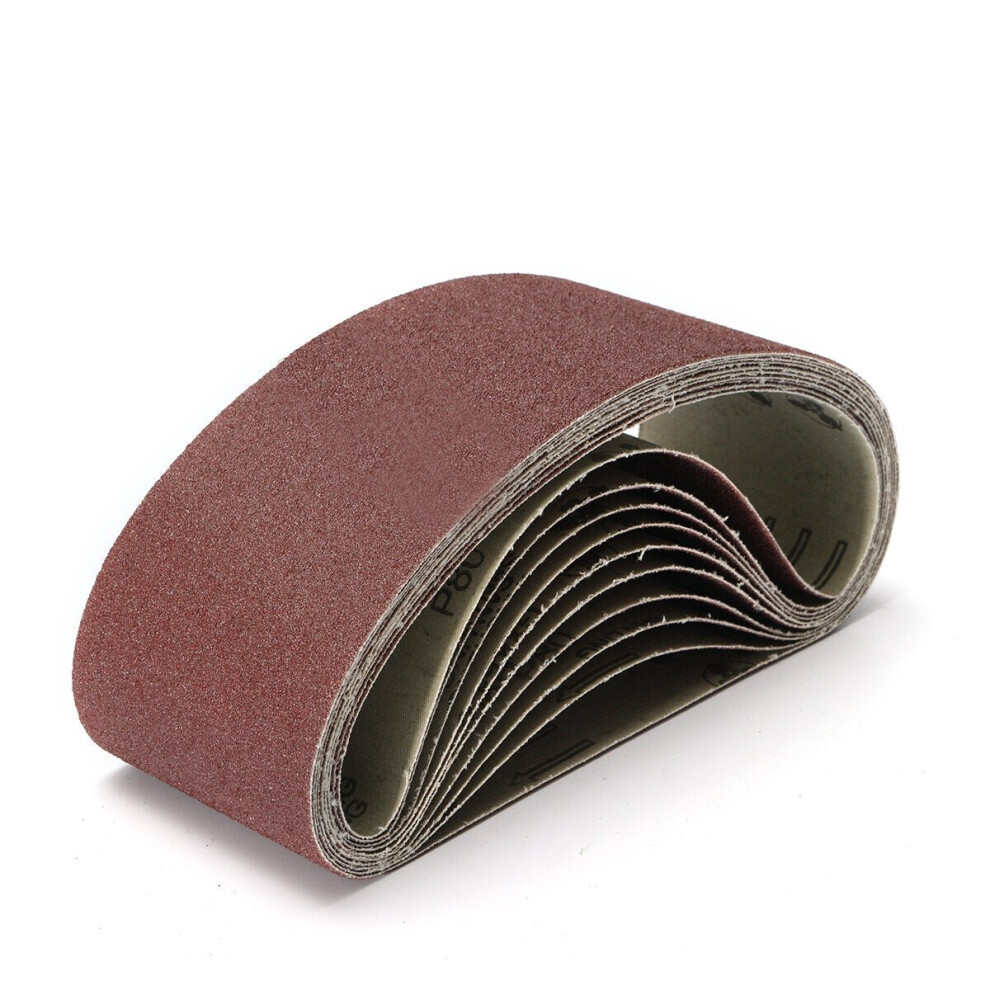 (80 Grit) 10Pcs 100 X 610Mm Sanding Belts 40-120 Grit Aluminium Oxide For Sander 3654659291929