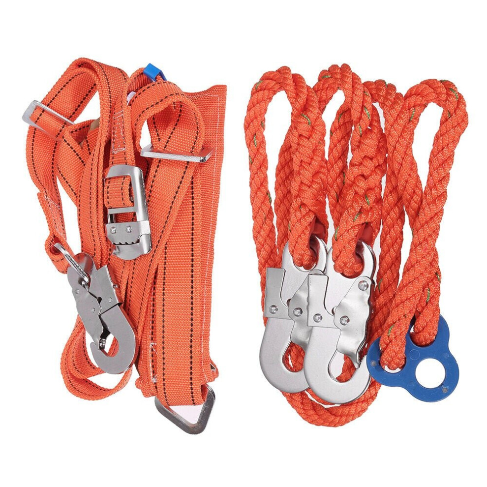 (Type B - Safety Belt with Orange Rope) Tree Climbing Sets Climbing Spikes Safety Belt with Rope