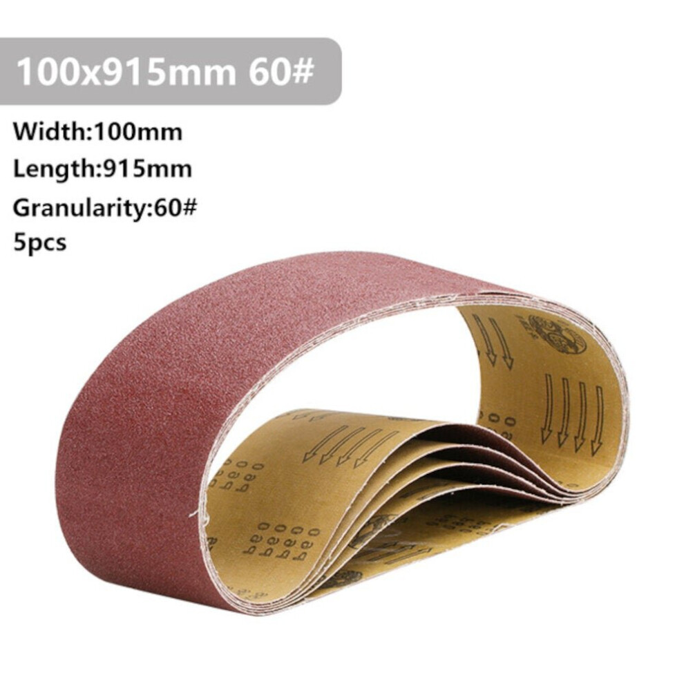 (60# 5 Pcs xÂ Sanding Belt) 5Pcs 915x100mm 40 to 400 Grit Sanding Belt for Flush Belt Machines Polishing Grind Machine